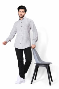 Urban Slate Pinstripe Shirt (Grey/White Micro Stripe Full Sleeve)