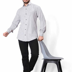 Urban Slate Pinstripe Shirt (Grey/White Micro Stripe Full Sleeve)