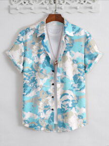 Aqua Marble Breeze Shirt (Blue Marble Print)