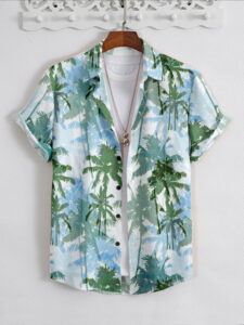 Palm Breeze Tropical Shirt (Green Palm Print)