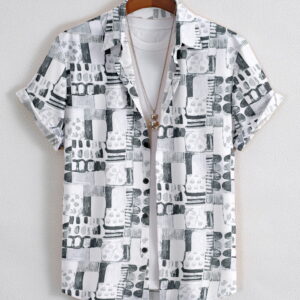 Urban Sketch Mono Shirt (Black–White Abstract Print)