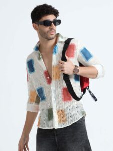 Pixel Mesh Breeze Shirt – Multicolor Edition