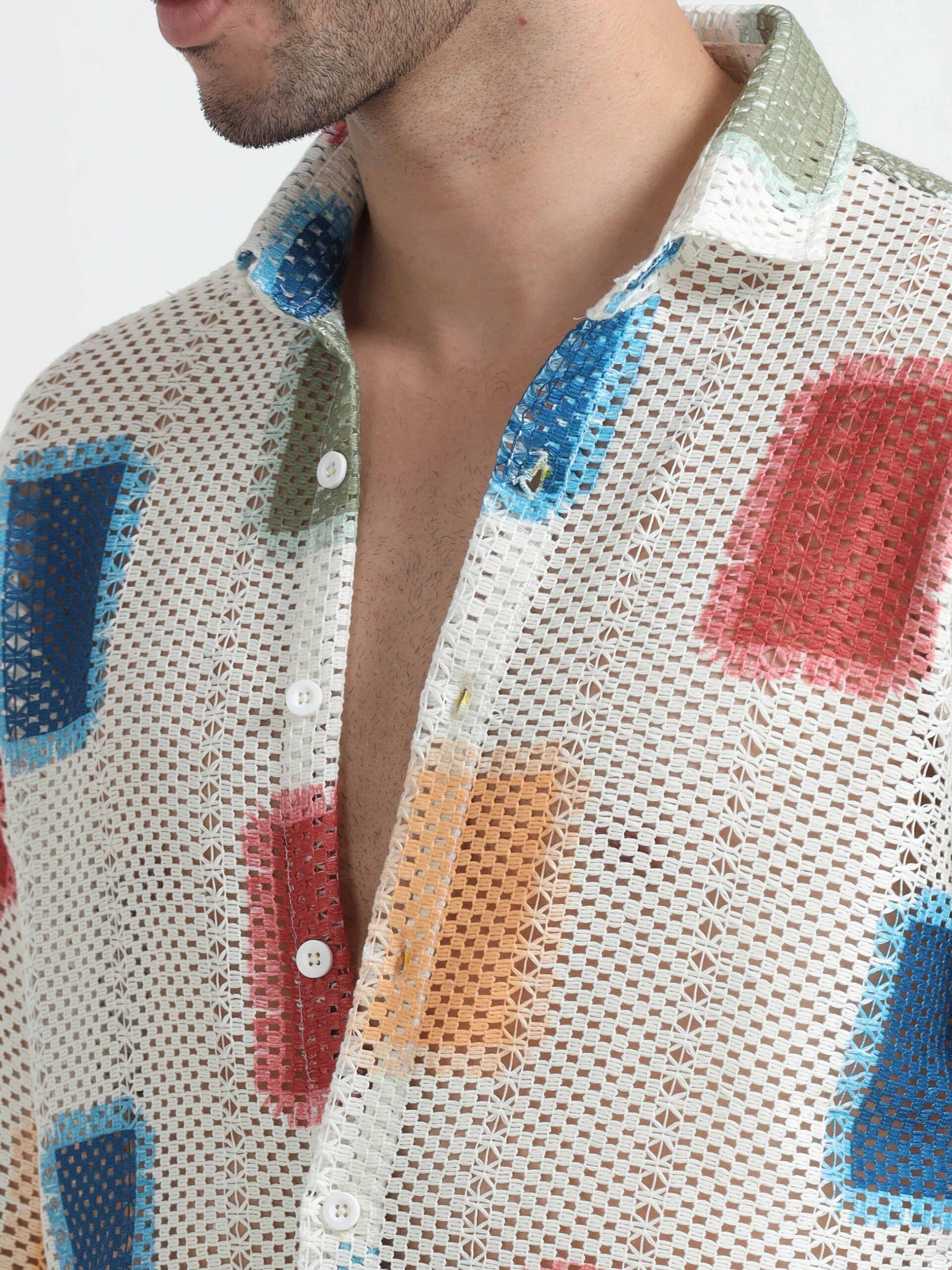 Pixel Mesh Breeze Shirt – Multicolor Edition - Image 3