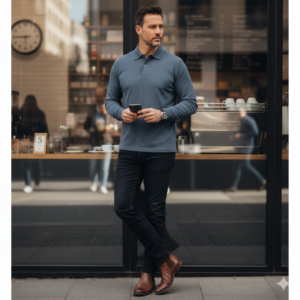 Ocean Slate Rib Polo (Blue-Grey)