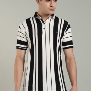 Classic Noir Stripe Polo (Black & White Stripes)