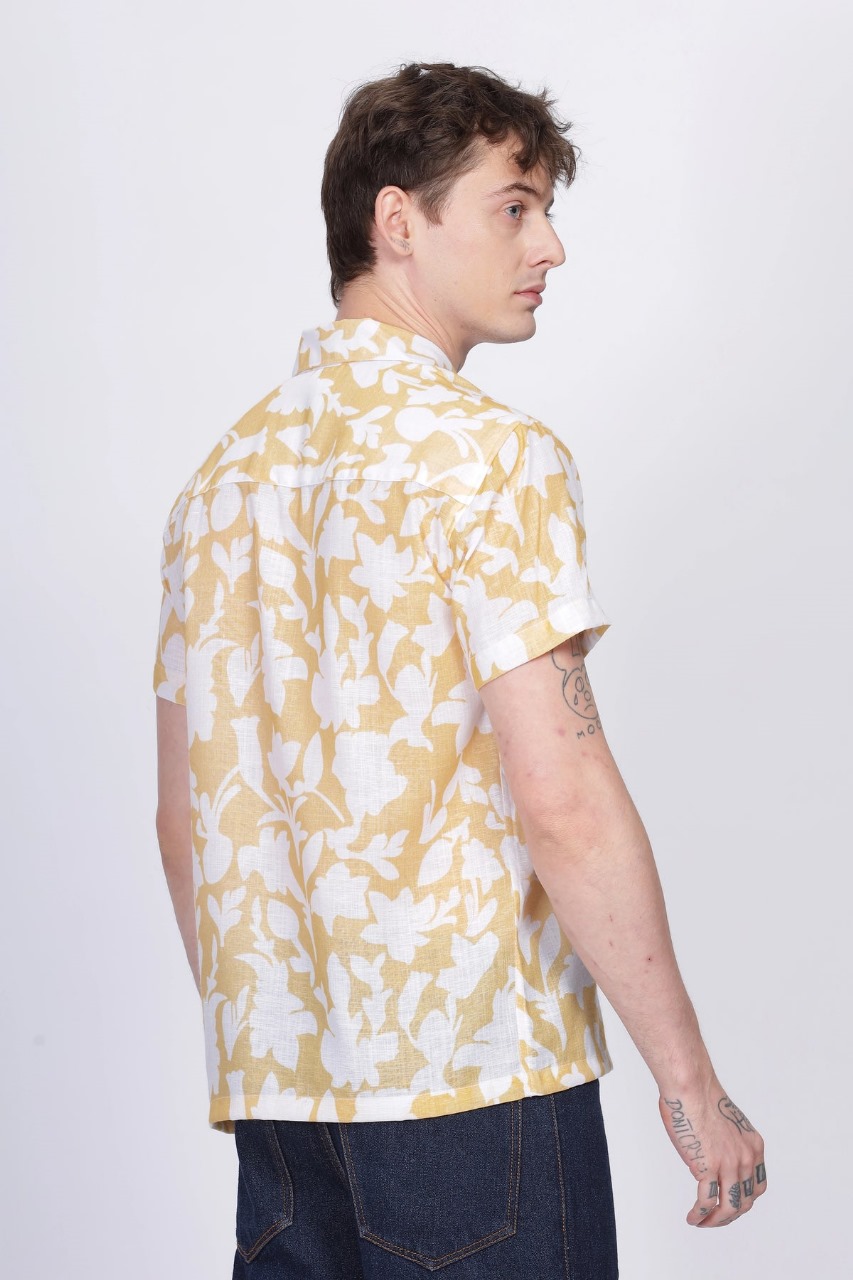Sunrise Bloom Resort Shirt (Yellow Floral Half Sleeve) - Image 6
