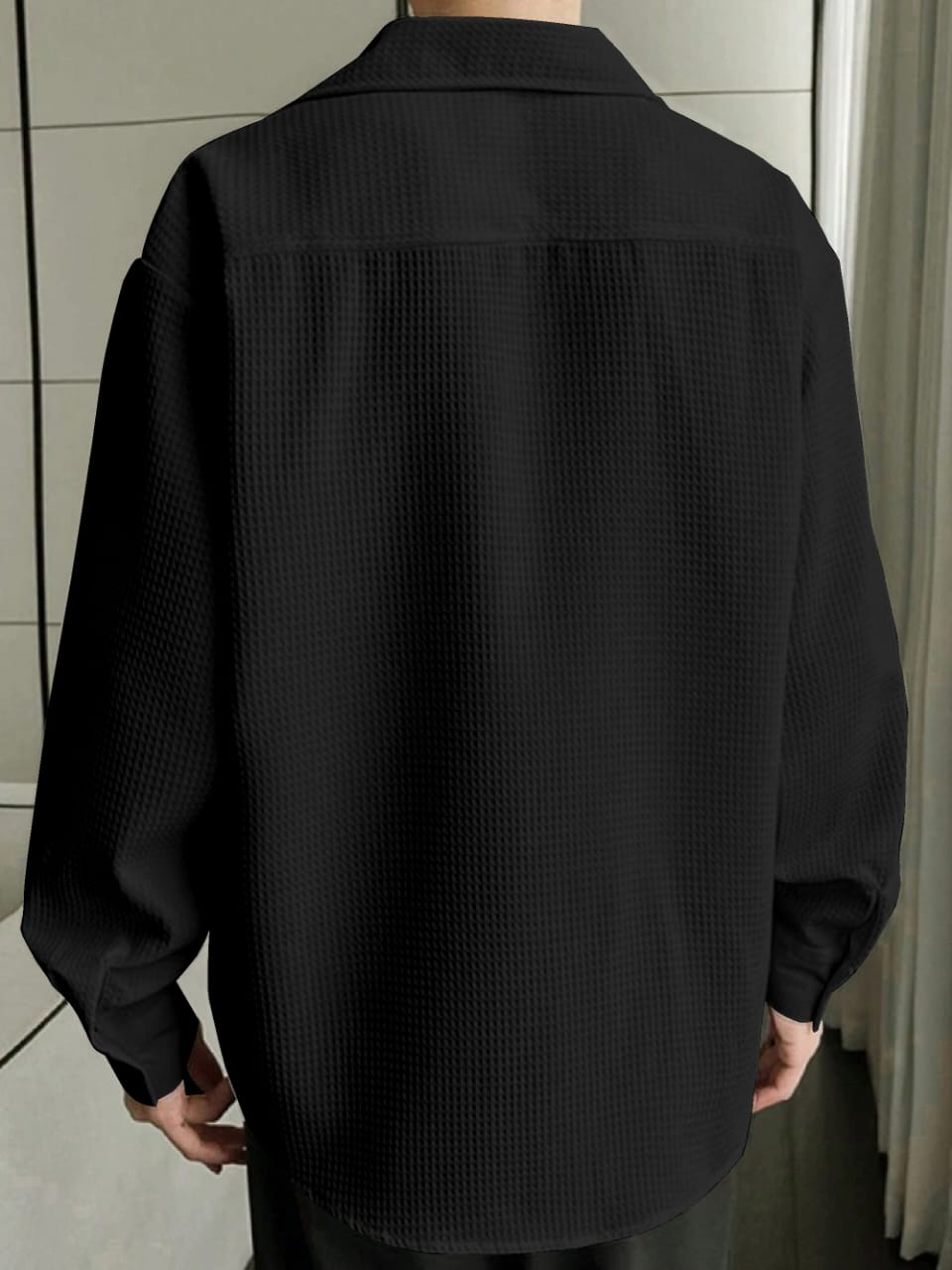 Onyx Textured Overshirt (Black Waffle Texture – Relaxed Fit) - Image 3