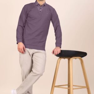 Plum Classic Long-Sleeve Polo (Purple)
