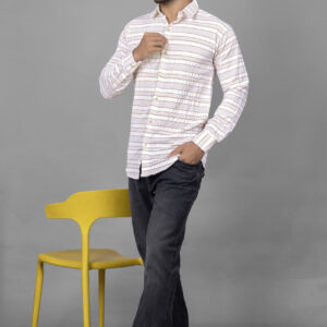 Cream Gold Linear Shirt (Cream–Gold Stripes)